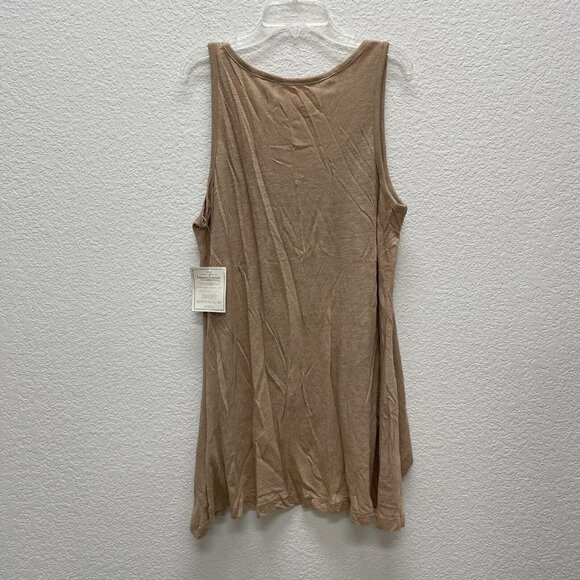 New Threads for Thought Womens Large Tank Top Tan Dolce Cotton Modal High Low - Picture 6 of 8